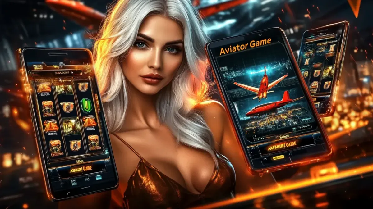lv18-এ Aviator গেমটির প্রচারণায় একজন সুন্দর সোনালি চুলের নারীকে মুখ্য চরিত্র হিসেবে উপস্থাপন করা হয়েছে, তার চারপাশে বহু স্মার্টফোন গেমটির উত্তেজনাপূর্ণ ইন্টারফেস দেখাচ্ছে।